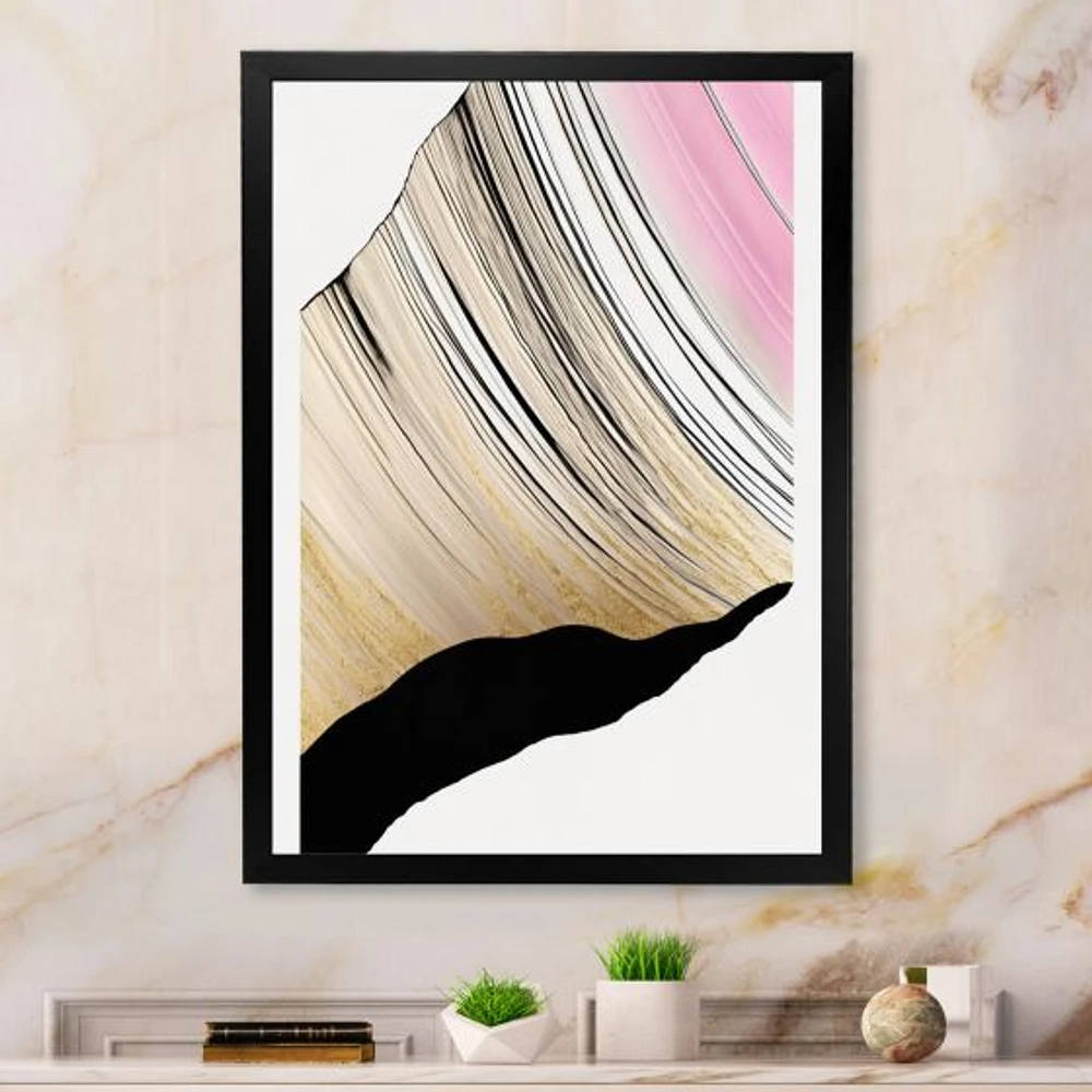 Minimalism Pink And Gold Cubic Fusion I Wall Art