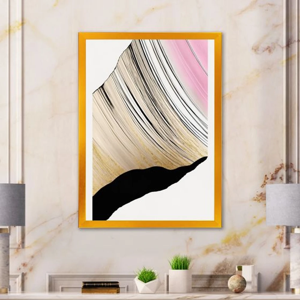 Minimalism Pink And Gold Cubic Fusion I Wall Art