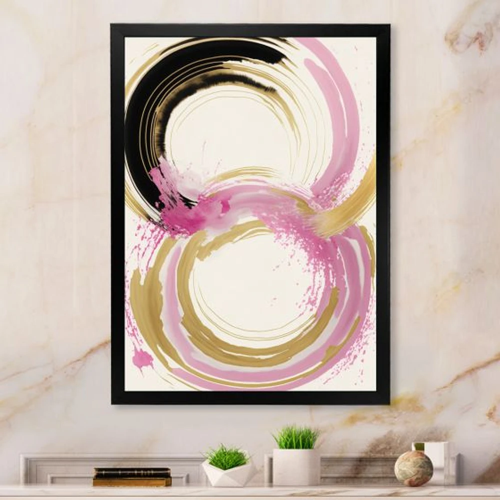 Pink And Gold Curves IV Wall Art