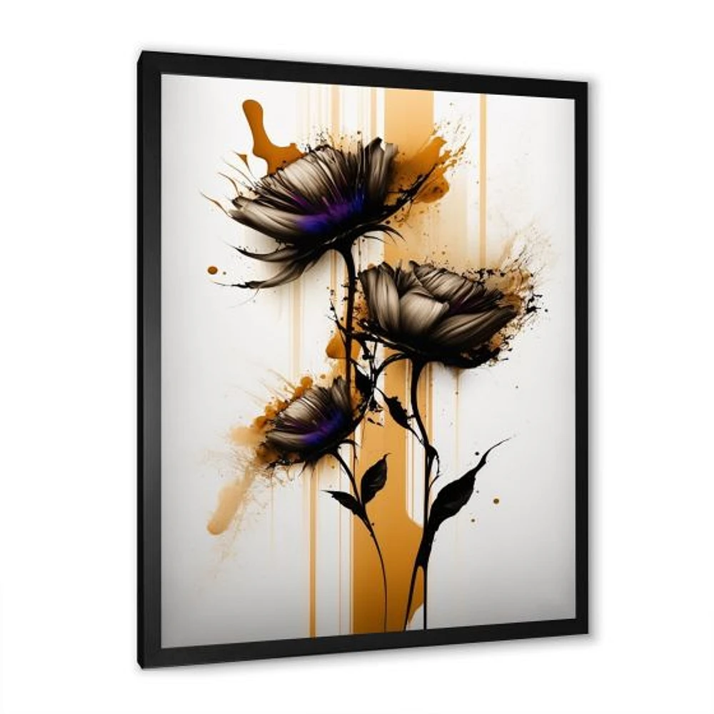 Orange Daisy Flower On Abstract Fusion Wall Art