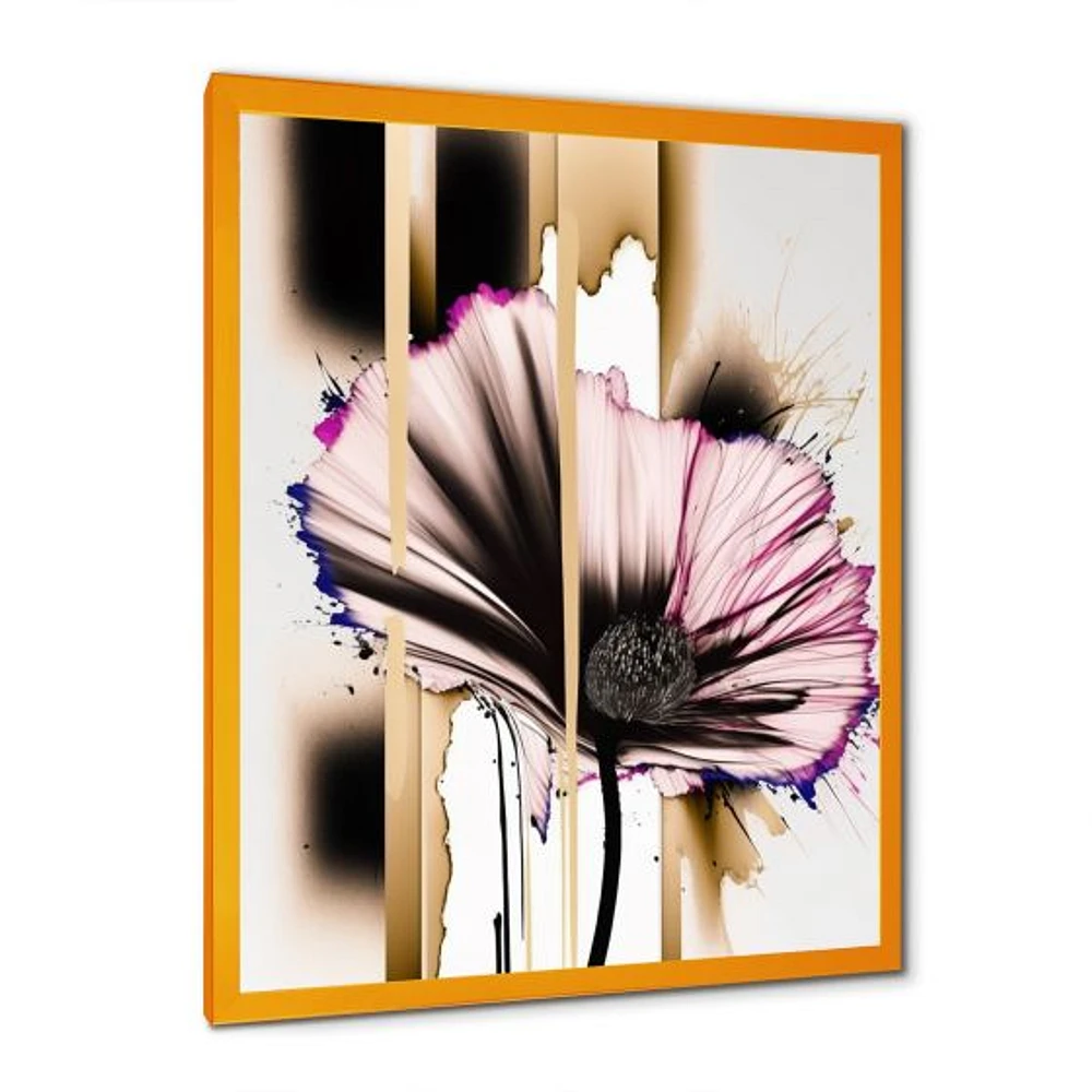 Pink Gerbera Flower On Abstract Fusion Wall Art