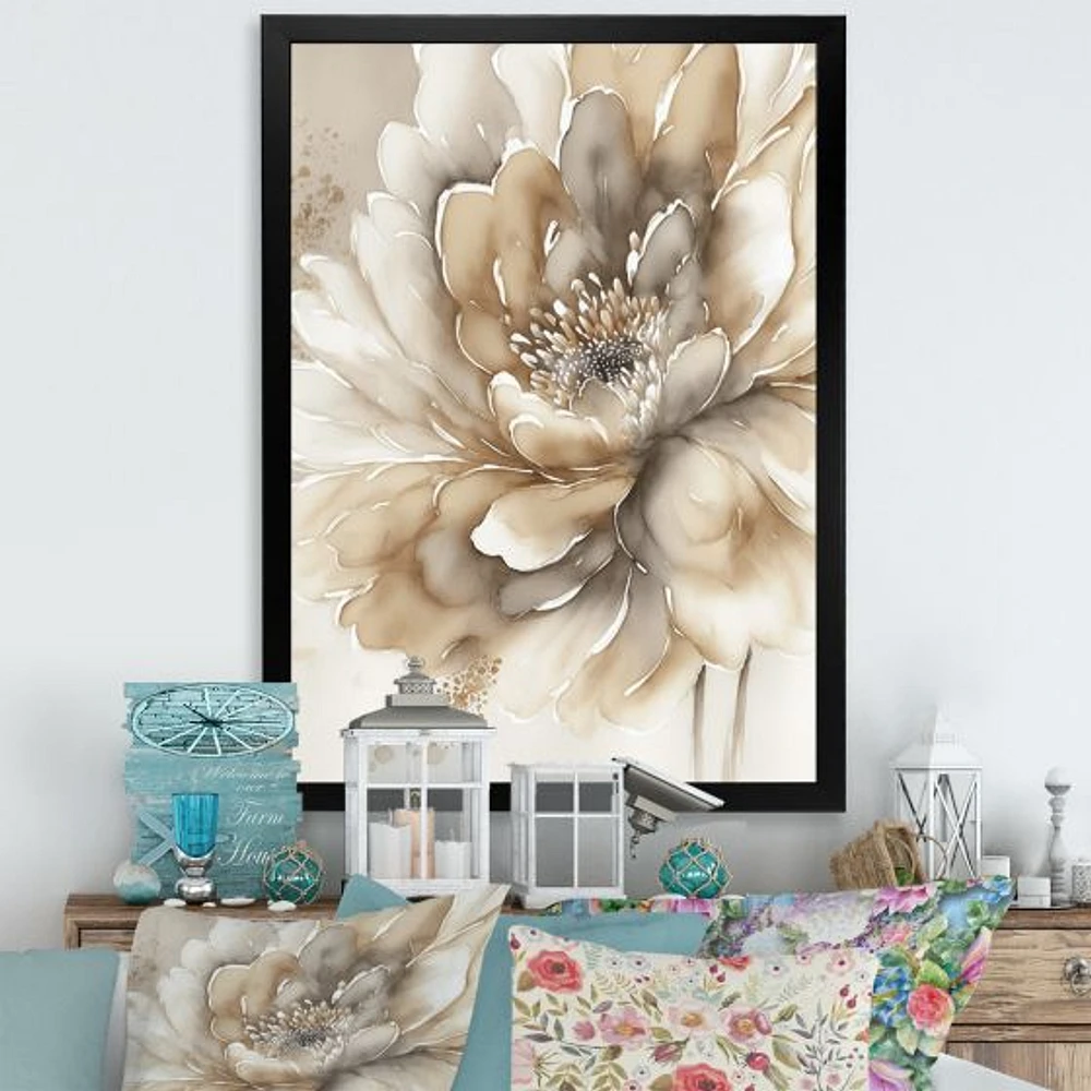 Single Beige Flower IV Wall Art