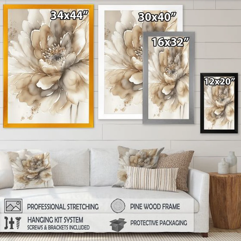 Single Beige Flower IV Wall Art