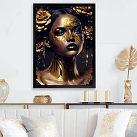 Gold Floral Woman V Wall Art