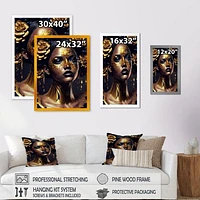 Gold Floral Woman V Wall Art