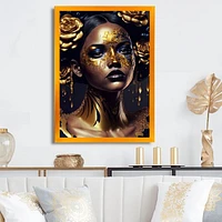 Gold Floral Woman V Wall Art