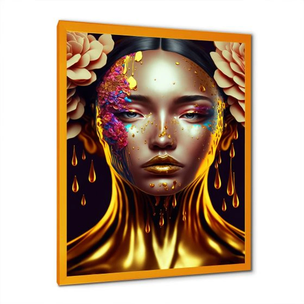 Gold Floral Woman Wall Art