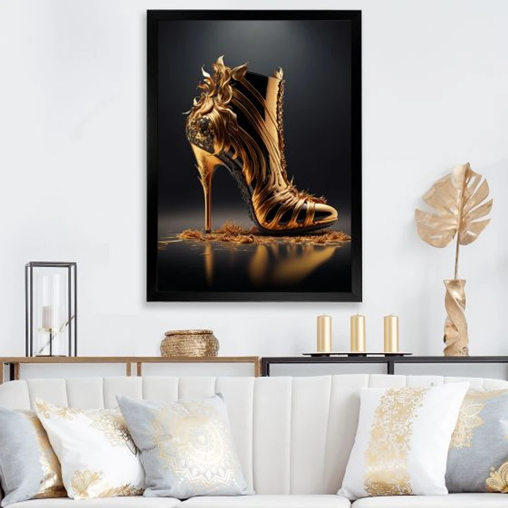 Golden Mechanic High Heel Wall Art