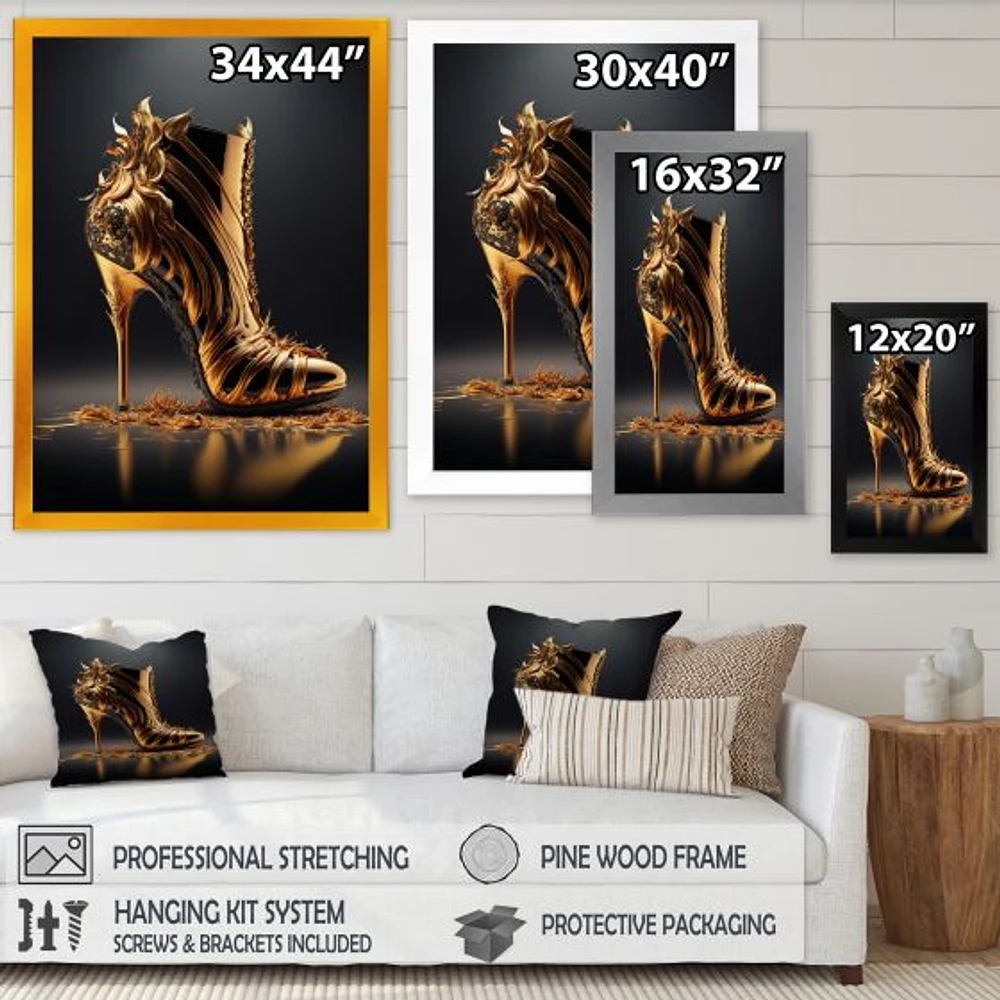 Golden Mechanic High Heel Wall Art