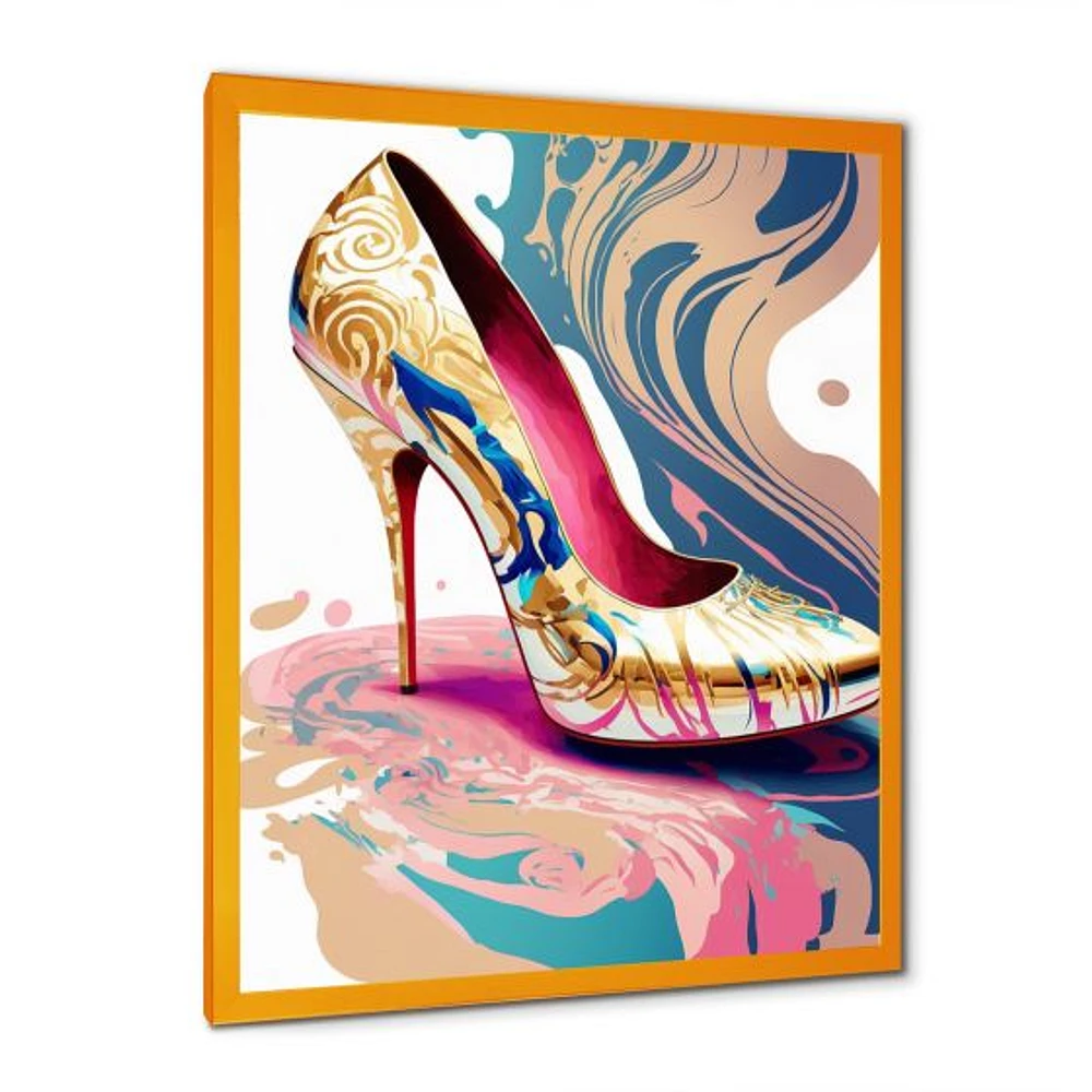 Pink And Blue Art Deco High Heel Shoes IV Wall