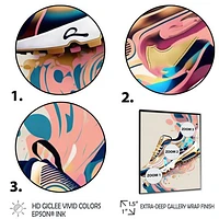 Pink And Blue Art Deco Sport Shoes Wall