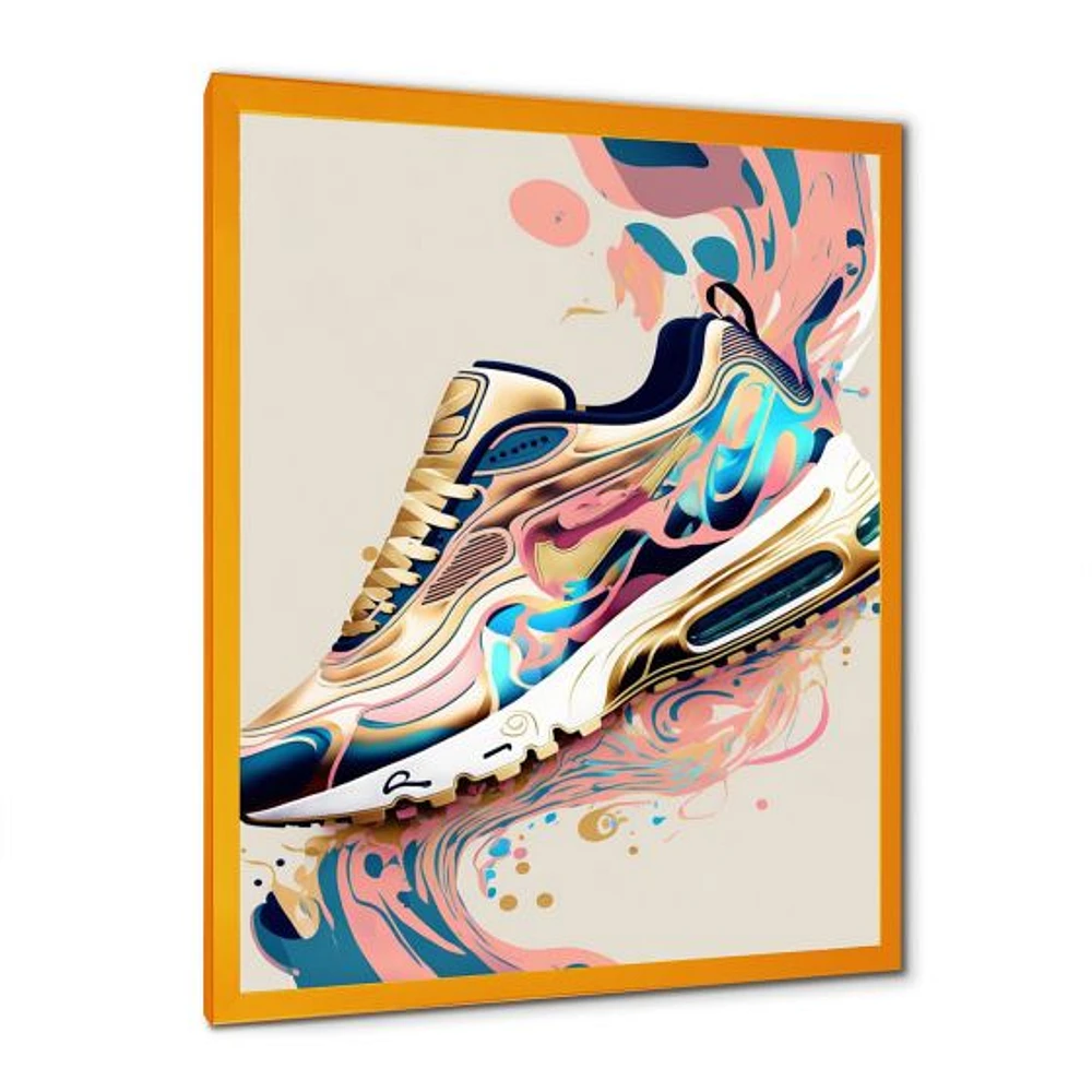 Pink And Blue Art Deco Sport Shoes Wall