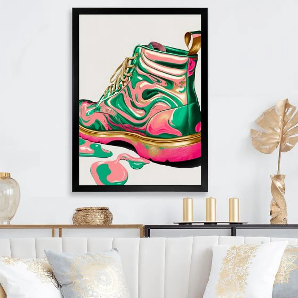 Pink And Green Art Deco Army Shoes Wall