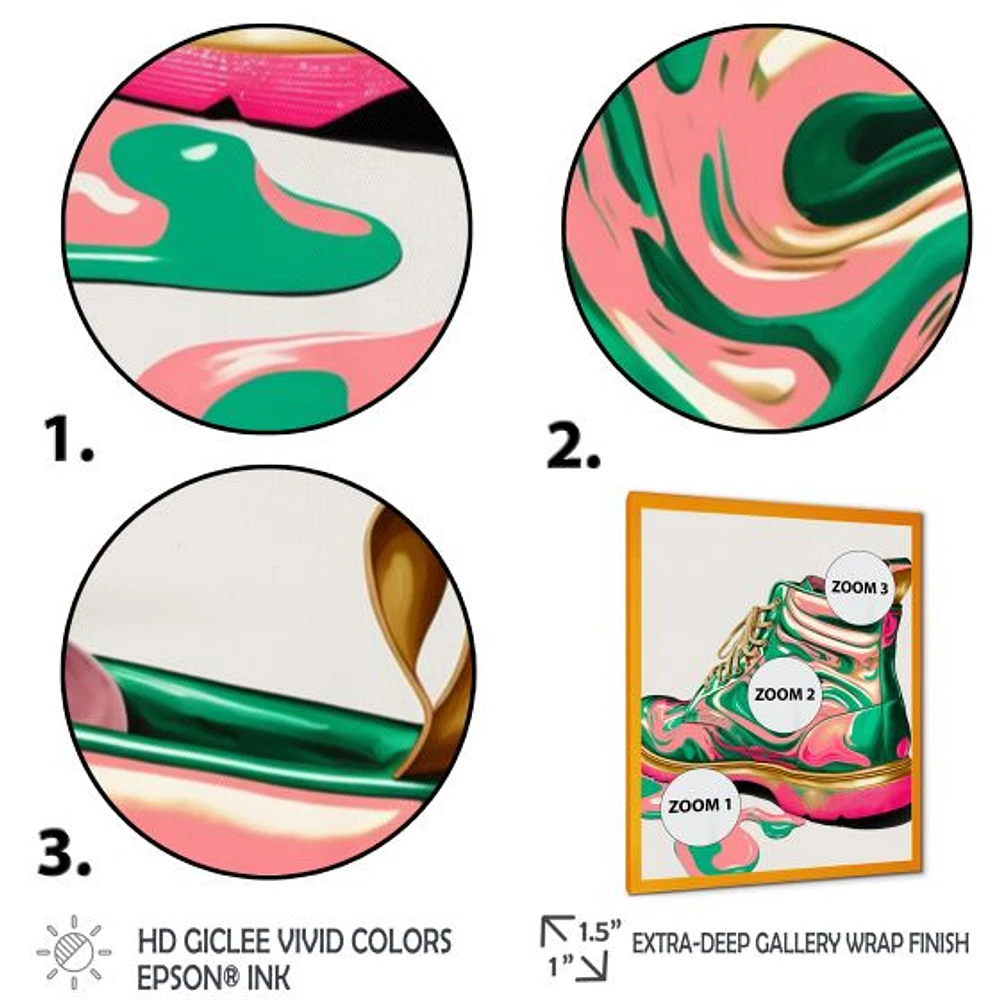 Pink And Green Art Deco Army Shoes Wall