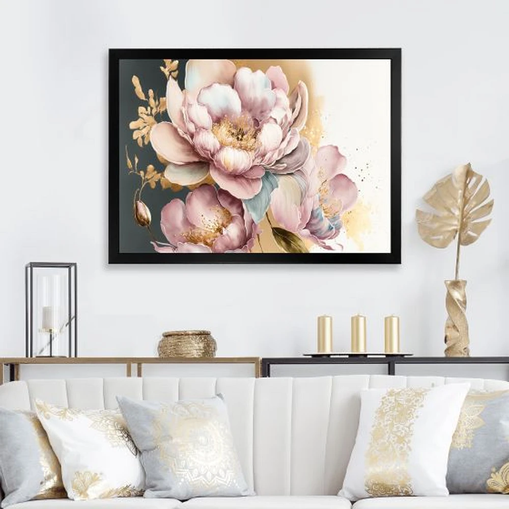 Pink And Gold Orchid Flower Wall Art