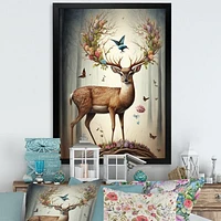 Deer With Blooming Antlers Wall Art