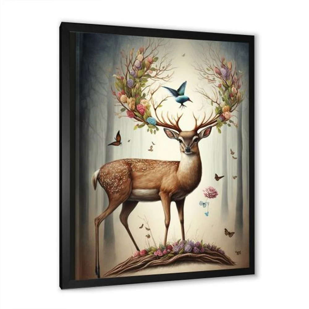 Deer With Blooming Antlers Wall Art