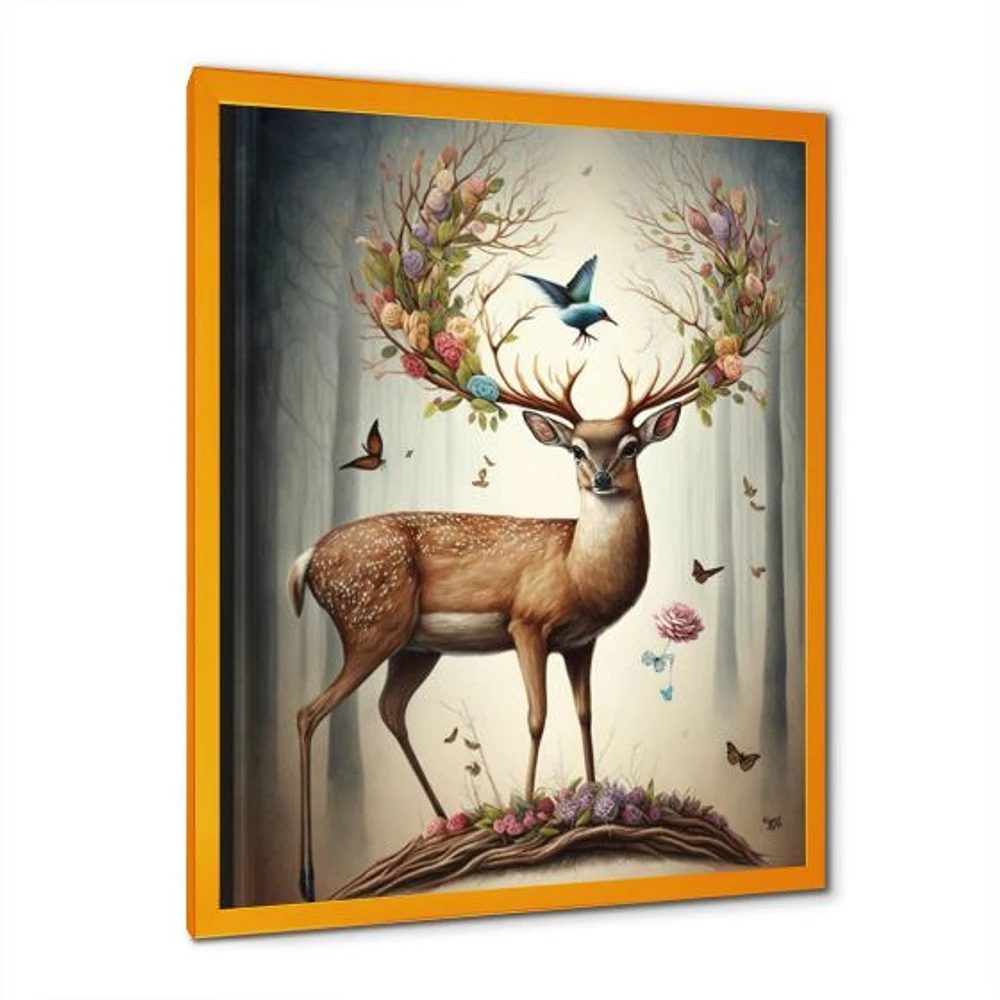 Deer With Blooming Antlers Wall Art