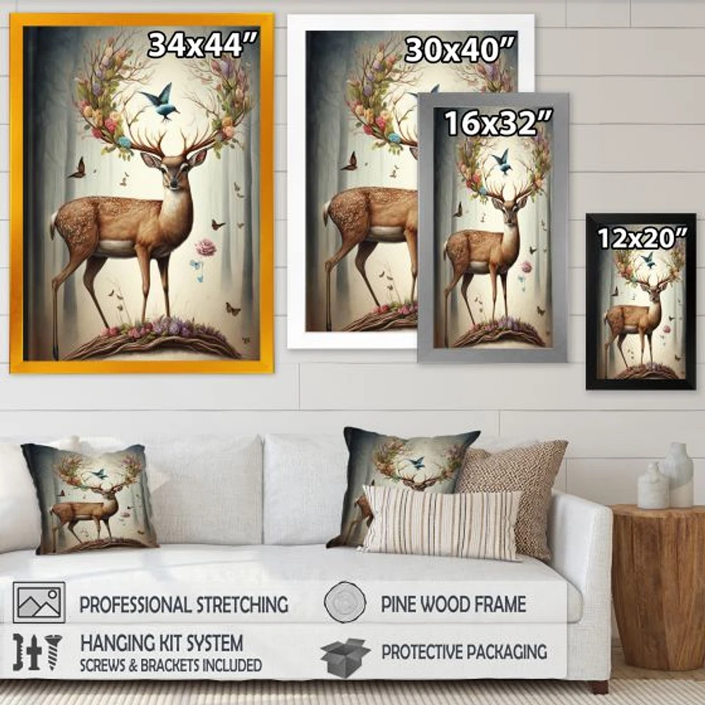 Deer With Blooming Antlers Wall Art