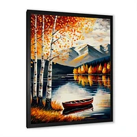 Red And Orange Birch Trees By The Lake VII Wall Art