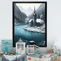 Church On A Lake Winter Wall Art