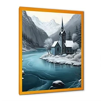 Church On A Lake Winter Wall Art