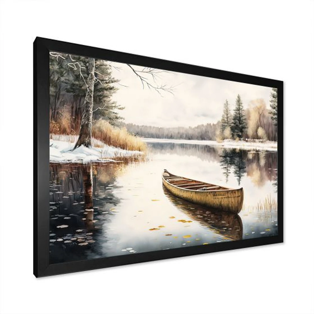 Winter Scene With Canoe Wall Art