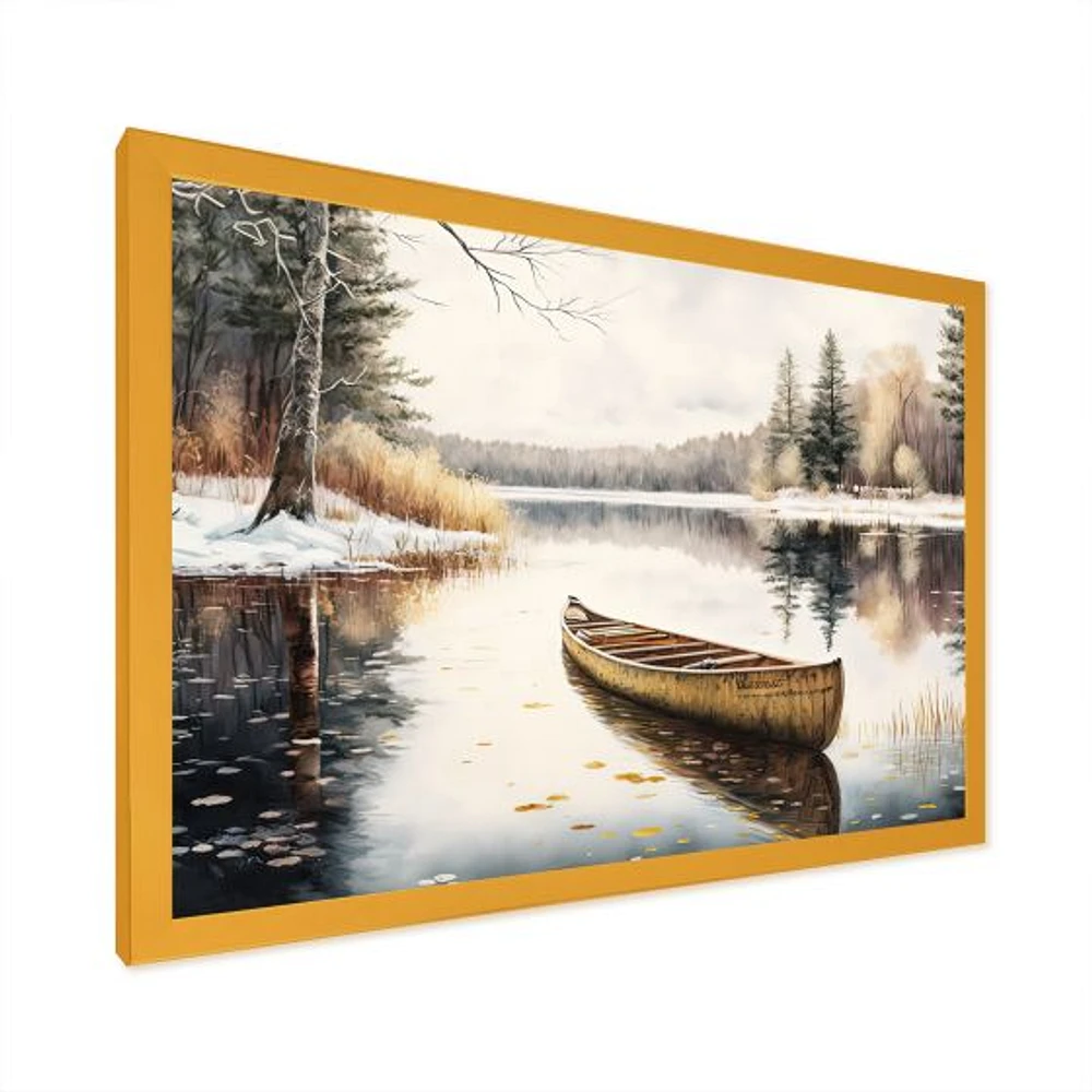 Winter Scene With Canoe Wall Art