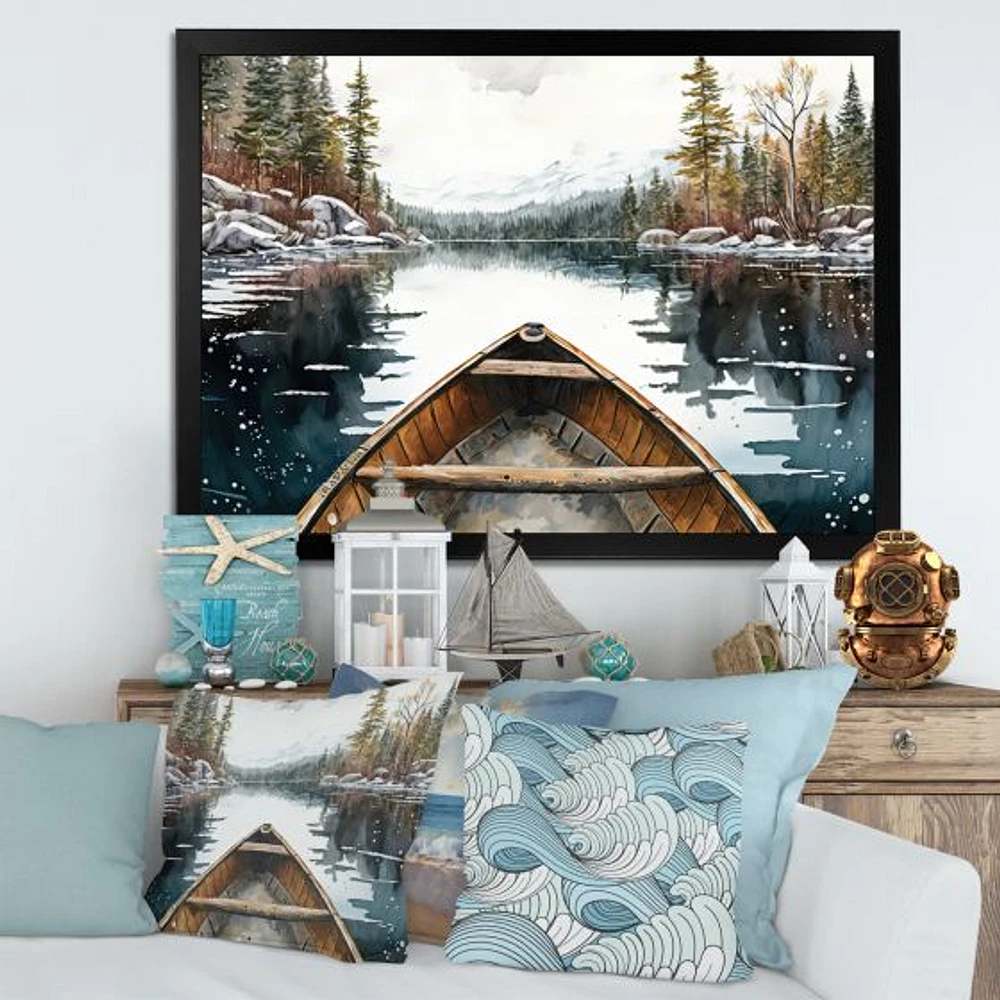 Winter Canoe Scenery I Wall Art