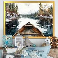 Winter Canoe Scenery I Wall Art