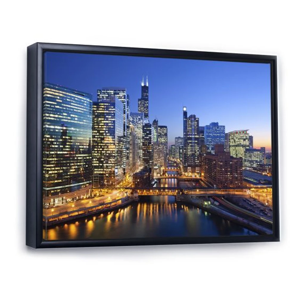 Chicago River with Bridges at Sunset  Wall Art