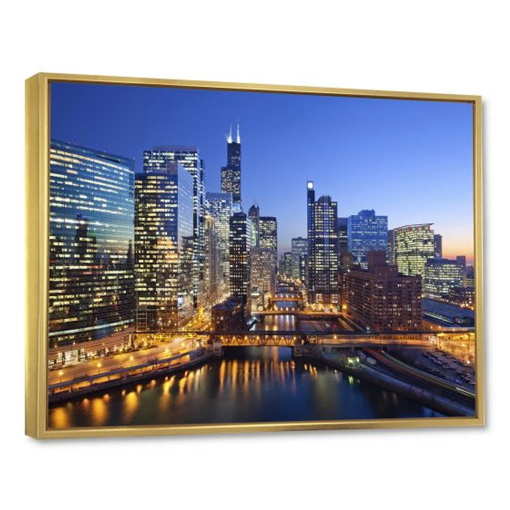 Chicago River with Bridges at Sunset  Wall Art