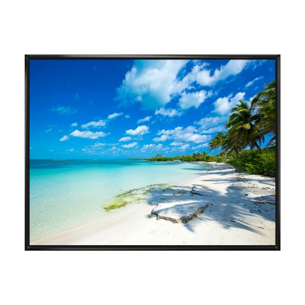 Tropical Beach with Palm Shadows  Canvas Print