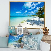 Tropical Beach with Palm Shadows  Canvas Print