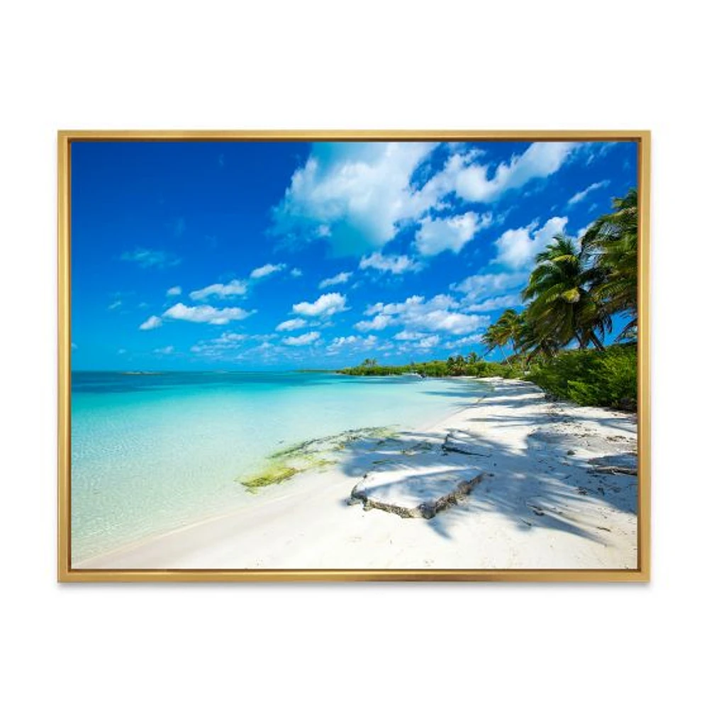 Tropical Beach with Palm Shadows  Canvas Print