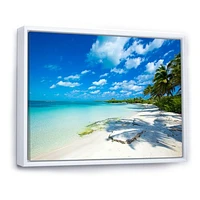 Tropical Beach with Palm Shadows  Canvas Print