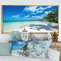 Tropical Beach with Palm Shadows  Canvas Print