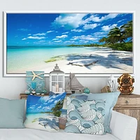 Tropical Beach with Palm Shadows  Canvas Print