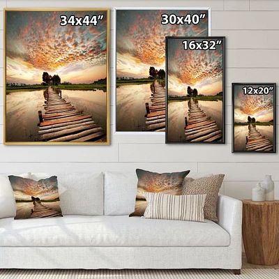 Makeshift Wooden Pier Over River  Canvas Wall Art