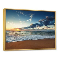 Sunrise and Glowing Waves Ocean  Canvas Wall Art