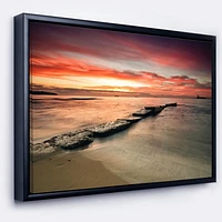 Wonderful Sunrise on Black Ocean  Wall Art