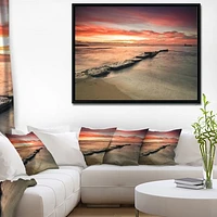 Wonderful Sunrise on Black Ocean  Wall Art