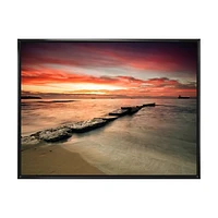 Wonderful Sunrise on Black Ocean  Wall Art