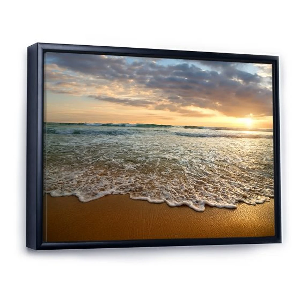 Bright Cloudy Sunset Calm Ocean  Art Canvas