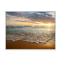 Bright Cloudy Sunset Calm Ocean  Art Canvas