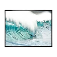 Massive Blue Waves Breaking Beach Art Canvas