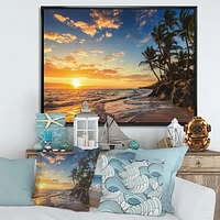 Paradise Tropical Island Beach with Palms  Art Canvas