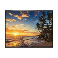 Paradise Tropical Island Beach with Palms  Art Canvas