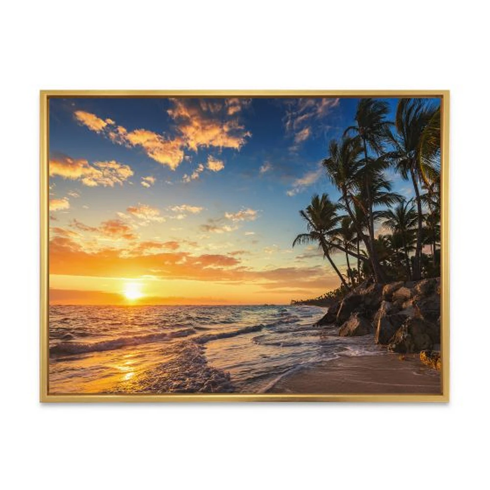 Paradise Tropical Island Beach with Palms  Art Canvas