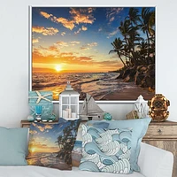 Paradise Tropical Island Beach with Palms  Art Canvas